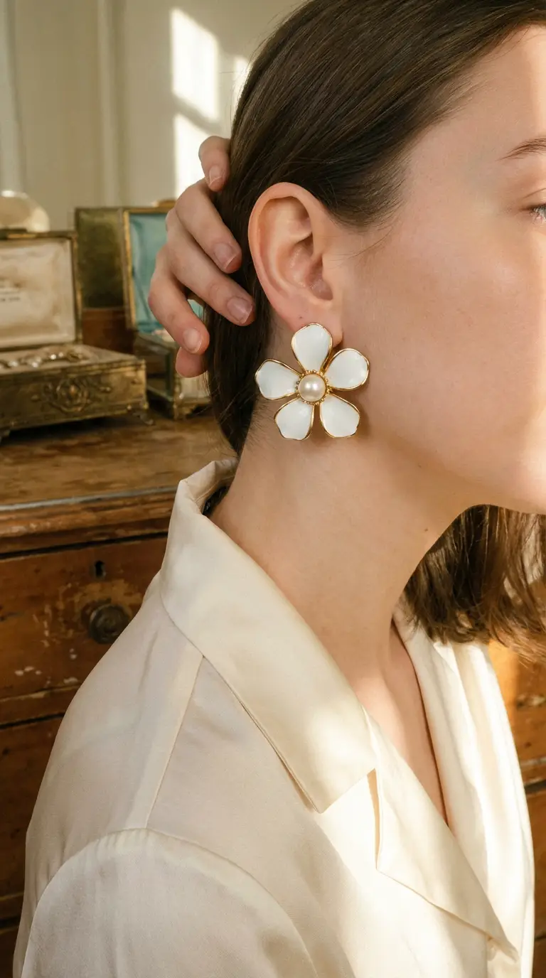 Chunky vintage two-tone hoop earrings featuring an interlocking matte gold and polished silver chain link design.